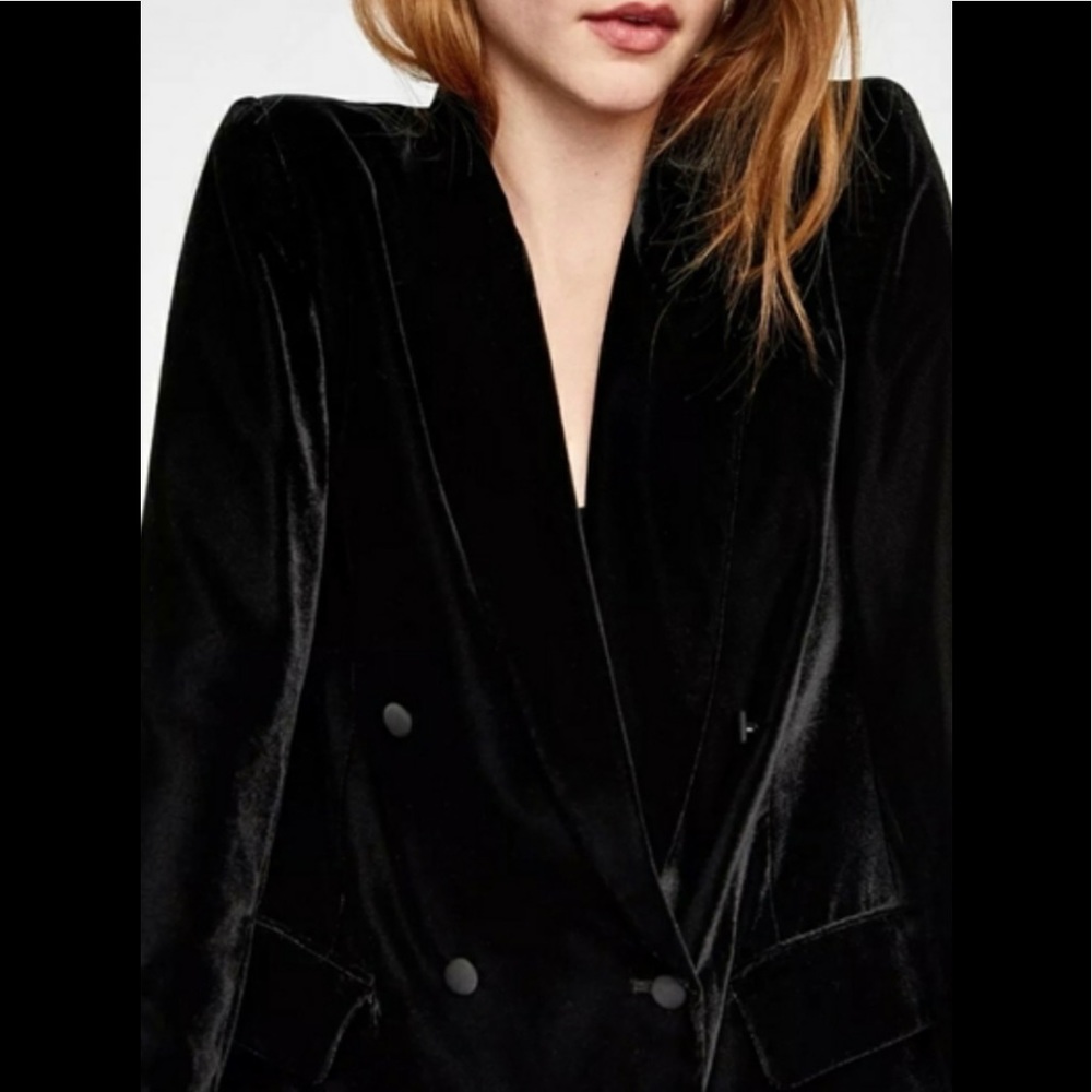 Zara Velvet Double Breasted Blazer